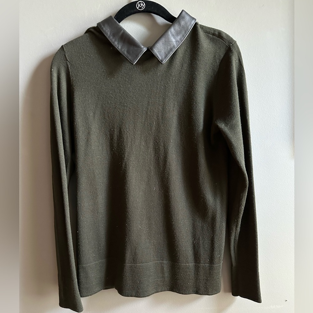 Club Monaco Sweater with Leather Collar Small